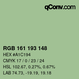 カラーコード: RGB 161 193 148 | qconv.com