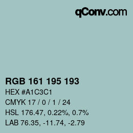 Código de color: RGB 161 195 193 | qconv.com