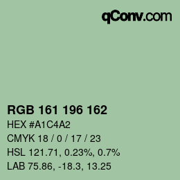カラーコード: RGB 161 196 162 | qconv.com