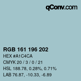 Farbcode: RGB 161 196 202 | qconv.com