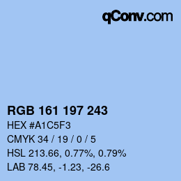 Color code: RGB 161 197 243 | qconv.com