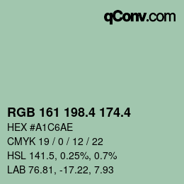 カラーコード: RGB 161 198.4 174.4 | qconv.com