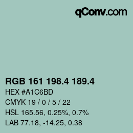 カラーコード: RGB 161 198.4 189.4 | qconv.com