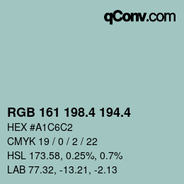 カラーコード: RGB 161 198.4 194.4 | qconv.com