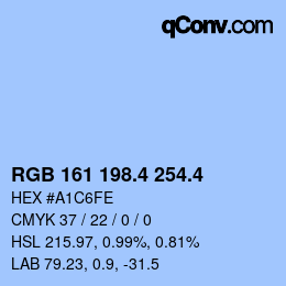 カラーコード: RGB 161 198.4 254.4 | qconv.com