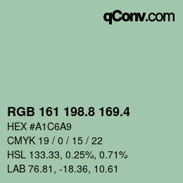 カラーコード: RGB 161 198.8 169.4 | qconv.com