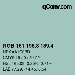 カラーコード: RGB 161 198.8 189.4 | qconv.com