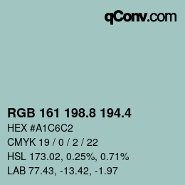 カラーコード: RGB 161 198.8 194.4 | qconv.com