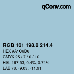 カラーコード: RGB 161 198.8 214.4 | qconv.com