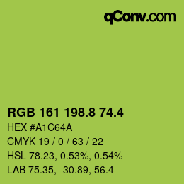 カラーコード: RGB 161 198.8 74.4 | qconv.com