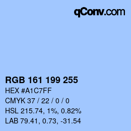 Color code: RGB 161 199 255 | qconv.com