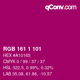 カラーコード: RGB 161 1 101 | qconv.com