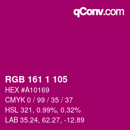 Color code: RGB 161 1 105 | qconv.com