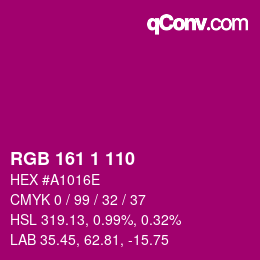 颜色代码: RGB 161 1 110 | qconv.com