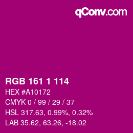 Color code: RGB 161 1 114 | qconv.com
