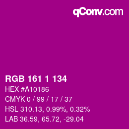 Color code: RGB 161 1 134 | qconv.com