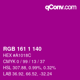 颜色代码: RGB 161 1 140 | qconv.com