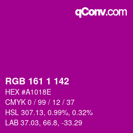 Color code: RGB 161 1 142 | qconv.com
