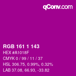 カラーコード: RGB 161 1 143 | qconv.com