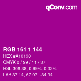 カラーコード: RGB 161 1 144 | qconv.com