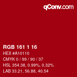 カラーコード: RGB 161 1 16 | qconv.com
