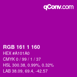 Color code: RGB 161 1 160 | qconv.com