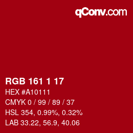 Color code: RGB 161 1 17 | qconv.com