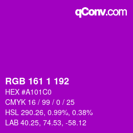 カラーコード: RGB 161 1 192 | qconv.com