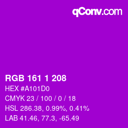 カラーコード: RGB 161 1 208 | qconv.com