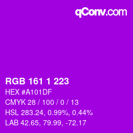カラーコード: RGB 161 1 223 | qconv.com
