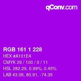 Color code: RGB 161 1 228 | qconv.com