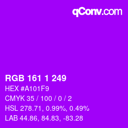 Color code: RGB 161 1 249 | qconv.com