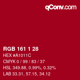 Color code: RGB 161 1 28 | qconv.com