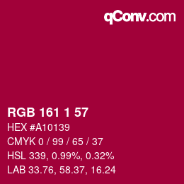 カラーコード: RGB 161 1 57 | qconv.com