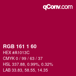 カラーコード: RGB 161 1 60 | qconv.com