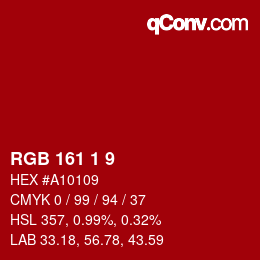 Color code: RGB 161 1 9 | qconv.com