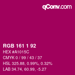 カラーコード: RGB 161 1 92 | qconv.com