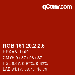 カラーコード: RGB 161 20.2 2.6 | qconv.com