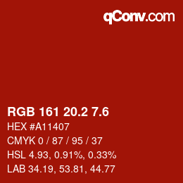 カラーコード: RGB 161 20.2 7.6 | qconv.com