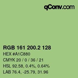 カラーコード: RGB 161 200.2 128 | qconv.com