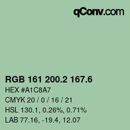 カラーコード: RGB 161 200.2 167.6 | qconv.com