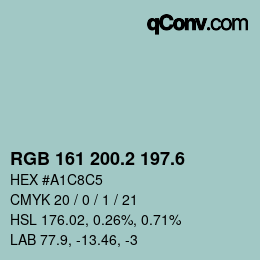カラーコード: RGB 161 200.2 197.6 | qconv.com