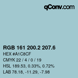 カラーコード: RGB 161 200.2 207.6 | qconv.com