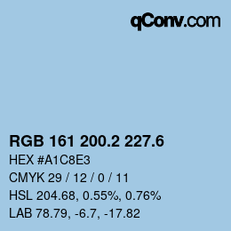カラーコード: RGB 161 200.2 227.6 | qconv.com