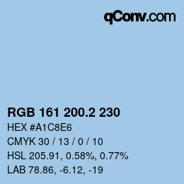 カラーコード: RGB 161 200.2 230 | qconv.com