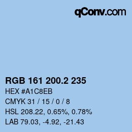 カラーコード: RGB 161 200.2 235 | qconv.com