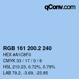 カラーコード: RGB 161 200.2 240 | qconv.com