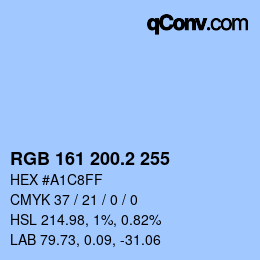 カラーコード: RGB 161 200.2 255 | qconv.com
