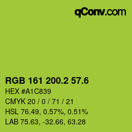 カラーコード: RGB 161 200.2 57.6 | qconv.com