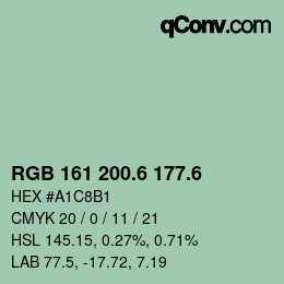 カラーコード: RGB 161 200.6 177.6 | qconv.com